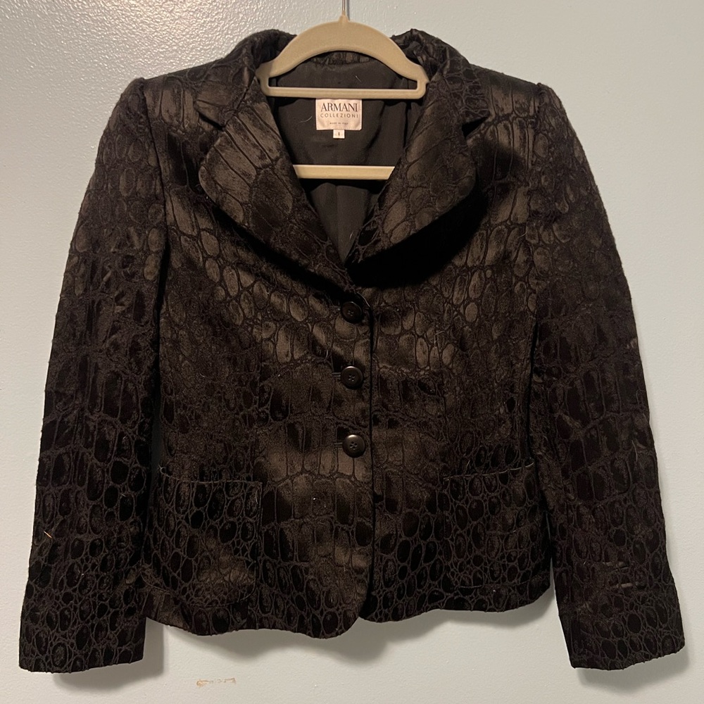 Armani Collezioni black pattern blazer